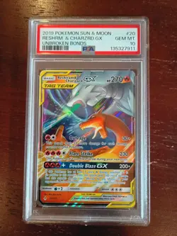Pokemon Reshiram & Charizard GX Tag Team Unbroken Bonds 20/214 PSA 10 - Image 1