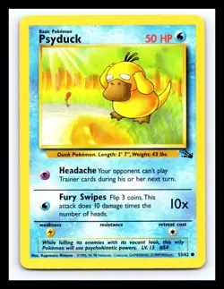 💥 Psyduck Fossil Rare Non Holo Pokemon 1999 Vintage # 53/62 - Image 1