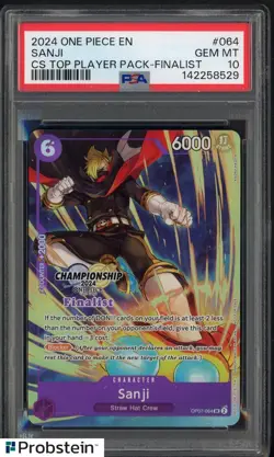 2024 One Piece EN CS Top Player Pack Finalist #064 Sanji PSA 10 GEM MINT - Image 1