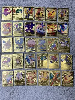 Set of 330 Charizard,Charmander,Pikachu,Mewtwo,More Gold Foil Fan Art Card MP-LP - Image 4