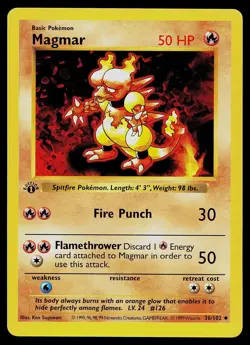 Pokemon Card - Magmar Base Set (Shadowless) 36/102 Uncommon 1st Edition - Image 1