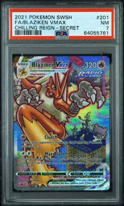 Blaziken VMAX Alternate Art Secret Holo Card 201/198 Chilling Reign PSA 7 - Image 1