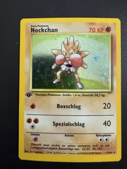 Hitmonchan (Nockchan) 1st Edition Holo Pokemon Card German Base Set 7/102 - Image 1