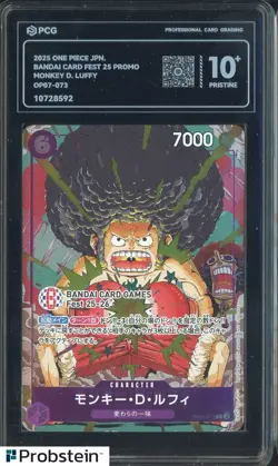 #2 2025 One Piece Chinese Promotional Cards Monkey D Luffy OP07-073 PCG 10 - Image 1