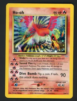 Pokemon Card Ho-Oh Neo Revelation Holo Rare 7/64 WOTC 2001 - Image 1