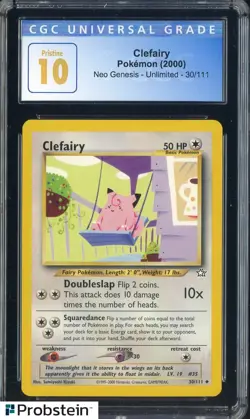 ​2000 Pokemon Neo Genesis Unlimited #30/111 Clefairy CGC 10 PRISTINE - Image 1