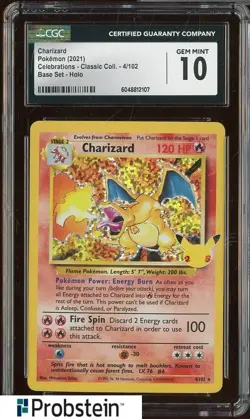 2021 Pokemon Celebrations Classic Charizard Base Set Holo #4/102 CGC 10 - Image 1