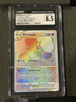 2022 Pokemon Brilliant Stars Whimsicott VSTAR Rainbow Rare Holo #175/172 CGC 8.5 - Image 1