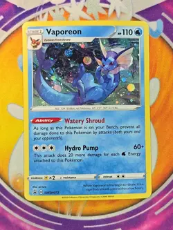 🔥2020 Pokemon VAPOREON Black Star Promo COSMOS HOLO #SWSH072 HD GALAXY SWIRL📈 - Image 1