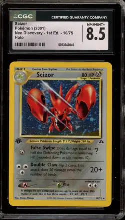 Pokemon Scizor Neo Discovery 1st Edition Holo Rare #10 CGC 8.5 - Image 1