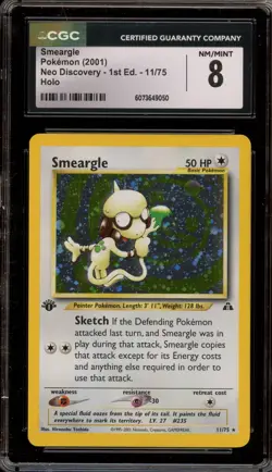 Pokemon Smeargle Neo Discovery 1st Edition Holo Rare #11 CGC 8 - Image 1