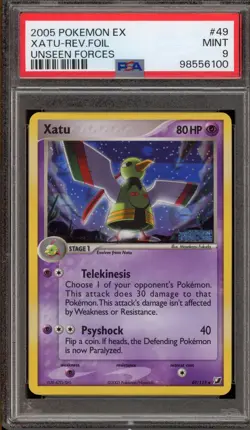 Pokemon Xatu EX Unseen Forces Reverse Holo #49 PSA 9 Mint - Image 1