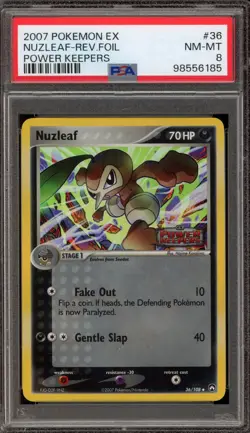 Pokemon Nuzleaf EX Power Keepers Reverse Holo #36 PSA 8 - Image 1