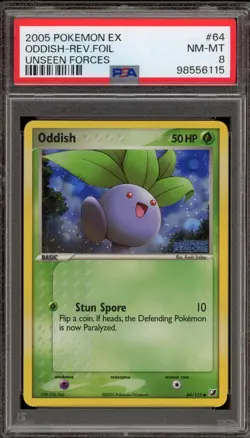 Pokemon Oddish EX Unseen Forces Reverse Holo #64 PSA 8 - Image 1