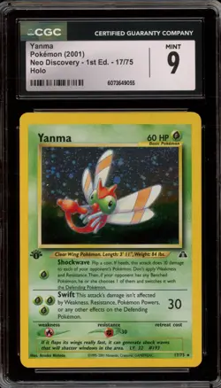 Pokemon Yanma Neo Discovery 1st Edition Holo Rare #17 CGC 9 Mint - Image 1