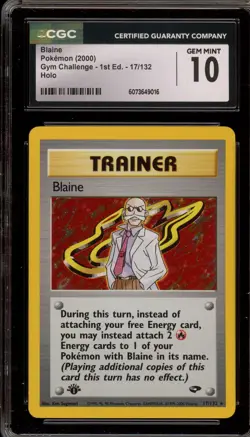 Pokemon Blaine Gym Challenge 1st Edition Holo Rare #17 CGC 10 Gem Mint - Image 1