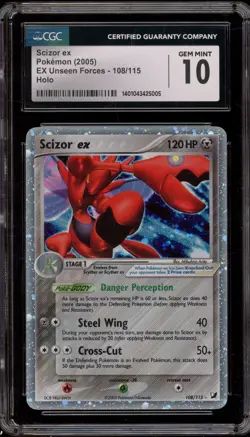 Pokemon Scizor ex EX Unseen Forces Ultra Rare #108 CGC 10 Gem Mint - Image 1
