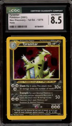 Pokemon Tyranitar Neo Discovery 1st Edition Holo Rare #12 CGC 8.5 - Image 1