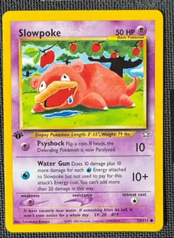 SLOWPOKE 73/111 COMMON NEO GENESIS POKEMON FIRST EDITION LP - Image 1