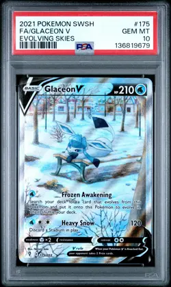 2021 POKEMON SWORD & SHIELD EVOLVING SKIES #175 FULL ART/GLACEON V PSA 10 - Image 1