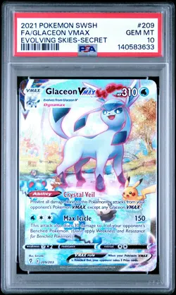 2021 POKEMON SWORD & SHIELD EVOLVING SKIES SECRET FULL ART/GLACEON VMAX PSA 10 - Image 1