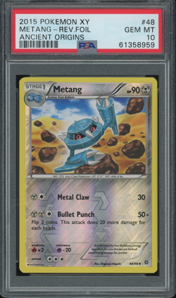 2015 Pokemon XY Ancient Origins Metang Reverse Foil Holo #48/98 eBay 1/1 PSA 10 - Image 1