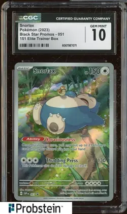 2021 Pokemon Snorlax Promo 151 Elite Trainer Box #051 CGC 10 - Image 1