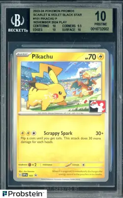 2023-24 Pokemon Promos SV Promos Black Star #101 Pikachu P November Play BGS 10 - Image 1