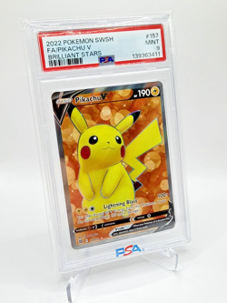 💥2022 POKEMON SWORD & SHIELD BRILLIANT STARS #157 FULL ART/PIKACHU V PSA 9💥 - Image 1