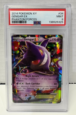 2014 POKEMON XY PHANTOM FORCES #34 GENGAR EX PSA 9 - Image 1