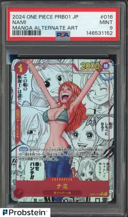 2024 One Piece Nami Manga PRB01 Alternate Art #016 Japanese PSA 9 MINT - Image 1
