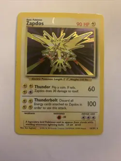 Zapdos 16/102 Base Set Holo Rare Pokemon Card LP/MP - Image 1