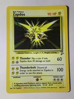 Zapdos 20/130 Base Set 2 Holo Rare Pokemon Card MP Condition - Image 1