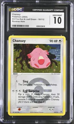 CGC 10 Chansey EX Fire Red & Leaf Green 19/112 Reverse Holo Pokemon Card - Image 1