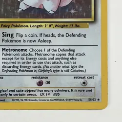 Pokemon TCG Cards Clefairy 5/102 Base Set Holo Rare - Image 4
