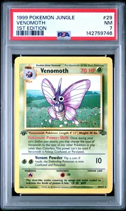 PSA 7 NM 1999 POKEMON JUNGLE 29 VENOMOTH 1ST EDITION ENGLISH - Image 1