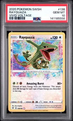 2020 POKEMON SWORD & SHIELD VIVID VOLTAGE #138 RAYQUAZA PSA 10 - Image 1