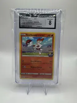 CGC 8 Scorbunny On The Ball 004/005 Promo Futsal Pokemon 2020 - Image 1