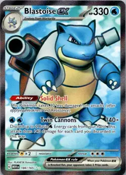 Pokemon TCG Blastoise ex 184/165 Sv: Scarlet & Violet 151 Holo NM (SKU 1-1) - Image 1