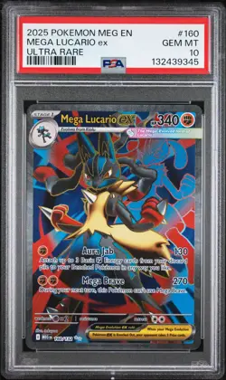 2025 POKEMON MEG EN-MEGA EVOLUTION ULTRA RARE #160 MEGA LUCARIO EX PSA 10 - Image 1
