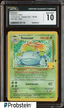 2021 Pokemon Celebrations Venusaur Base Set Holo #15/102 CGC 10 - Image 1