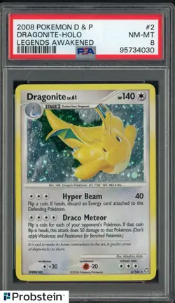 2008 Pokemon D & P Legends Awakened #2 Dragonite Holo PSA 8 NM-MT - Image 1