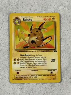 Pokemon Unlimited Fossil - Raichu 29/62 Non Holo - HP (Corner Crease / Marks ) - Image 1