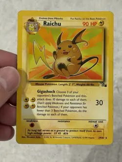 Pokemon Unlimited Fossil - Raichu 29/62 Non Holo - HP (Corner Crease / Marks ) - Image 5