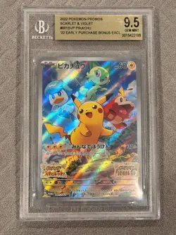 2022 Pokemon Pikachu 001/SV-P Japanese Promo BGS 9.5 Gem Mint Pre Order - Image 1