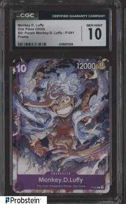 2024 One Piece #O-041 SD Purple monkey D. Luffy Promo CGC 10 GEM MINT - Image 1