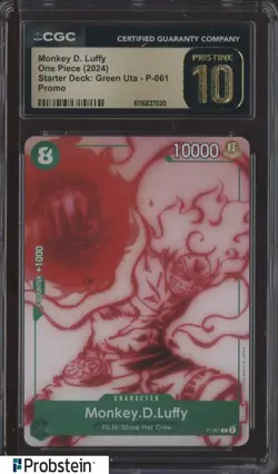 2024 One Piece Starter Deck Green Uta Promo #P-061 Monkey D. Luff CGC 10 - Image 1