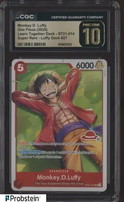 2025 One Piece Learn Together Deck SR Luffy Deck #014 Monkey D. Luffy CGC 10 - Image 1