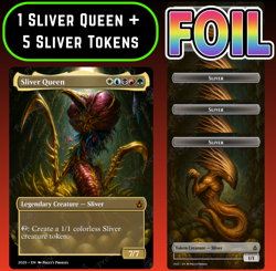 Sliver Queen and 5 Tokens (6 Pack) FOIL Proxy Cards with Custom Art Design - Image 4