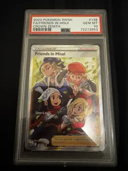 Pokemon Friends in Hisui Crown Zenith FA Holo Ultra Rare Card 148/159, PSA 10 - Image 1